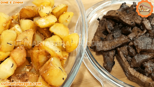 Batatas Rústicas com Iscas de Alcatra