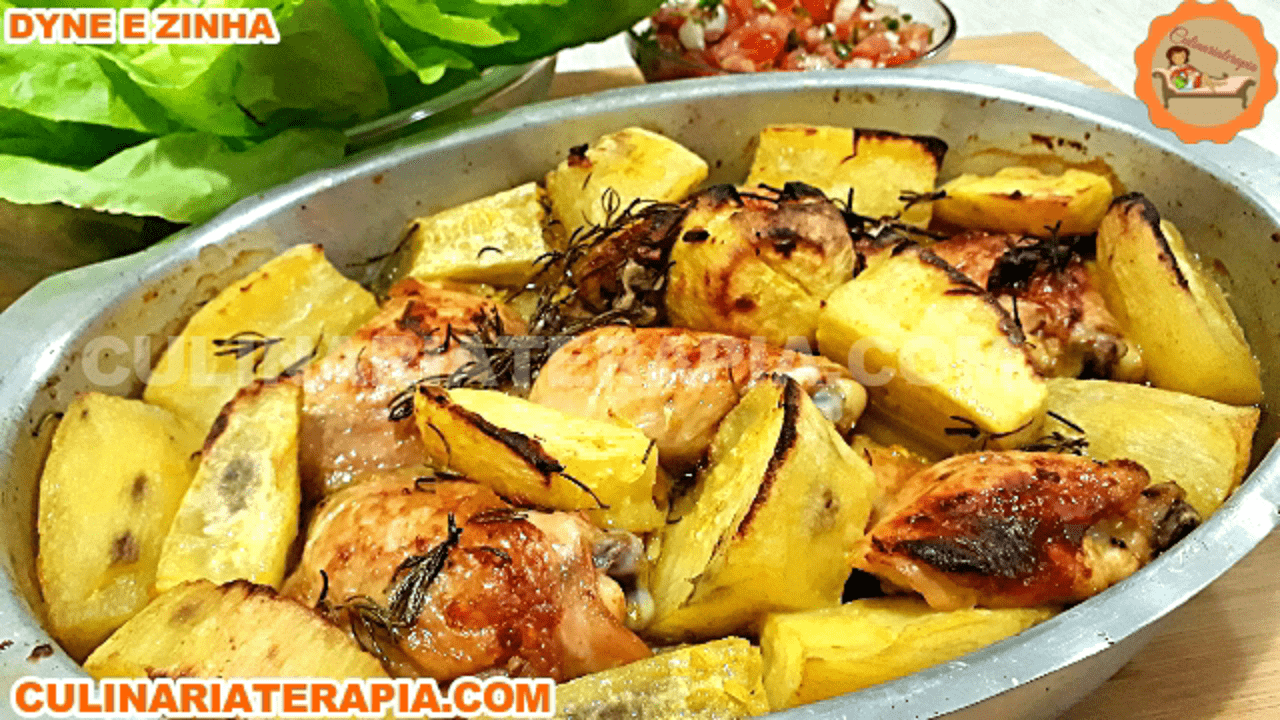 Frango Acebolado ao Forno com Batata Doce