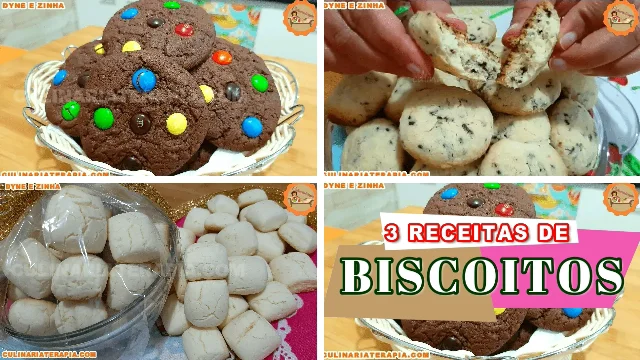 Biscoitos Cookies de Chocolate; Biscoito Formigueiro de Maisena e Sequilhos de Leite Condensado