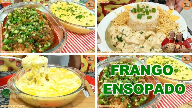 Frango Ensopado com Quiabo e Polenta, Strogonoff de Frango Fácil, Frango ao Creme de Milho