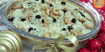 Arroz de Festa com Sidra Espumante Castanha de Caju e Uvas Passas