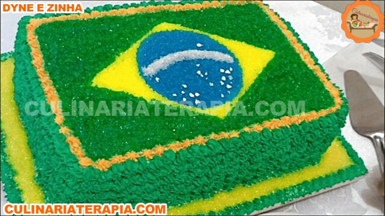 Bolo Decorado Bandeira do Brasil