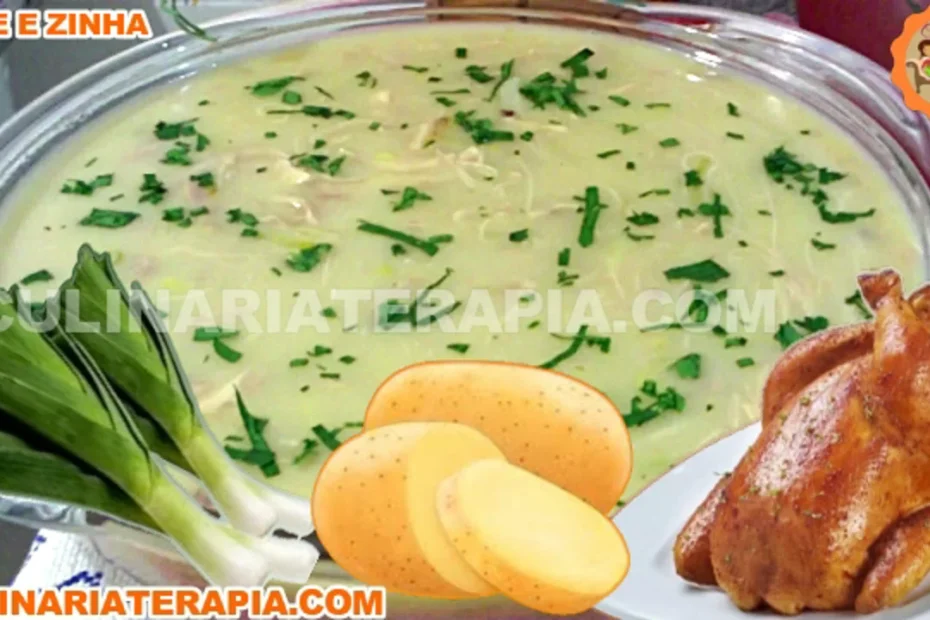 Sopa Creme de Batata com Frango e Alho Poró