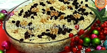 Arroz Natalino Com Vinho Branco Uvas Passas e Nozes