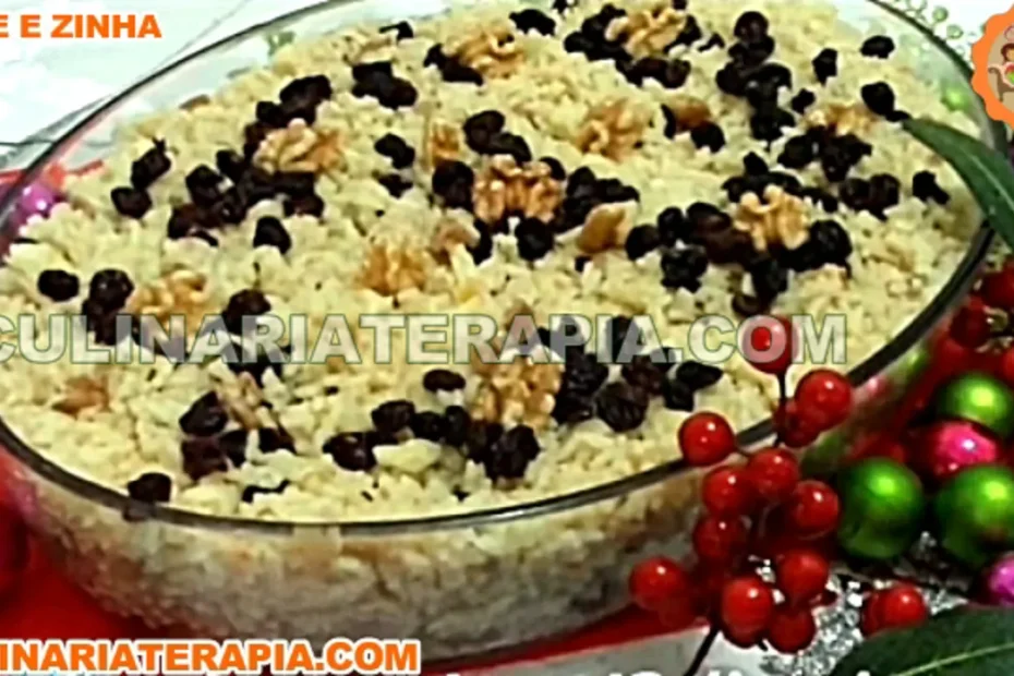 Arroz Natalino Com Vinho Branco Uvas Passas e Nozes