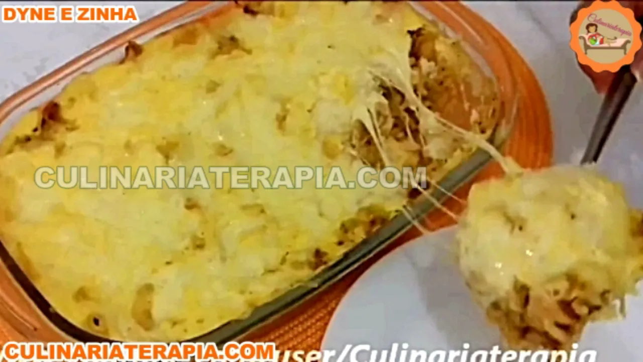 Macarrão de Forno Cremoso com Frango Milho e Queijo