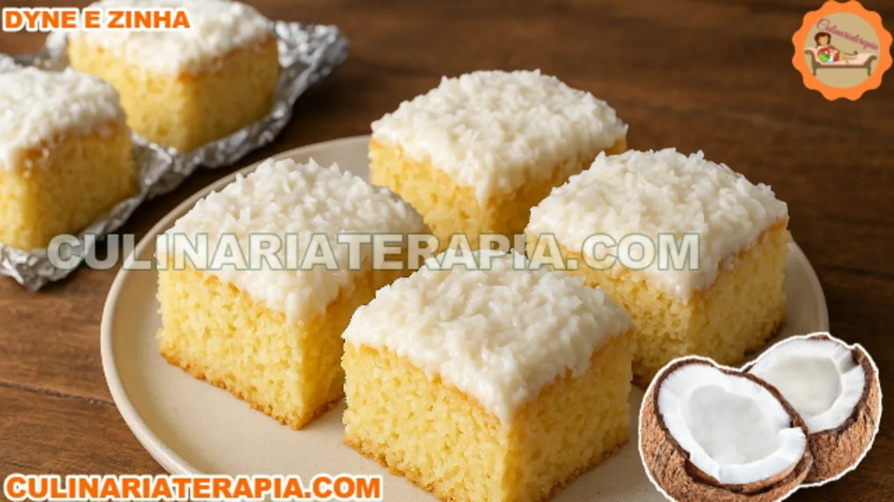 Bolo Toalha Felpuda Molhadinho com Cobertura de Coco