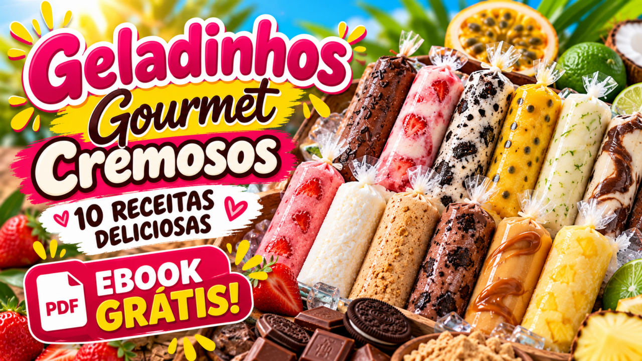 10 Geladinhos Gourmet Cremosos: Ebook Grátis de Receitas