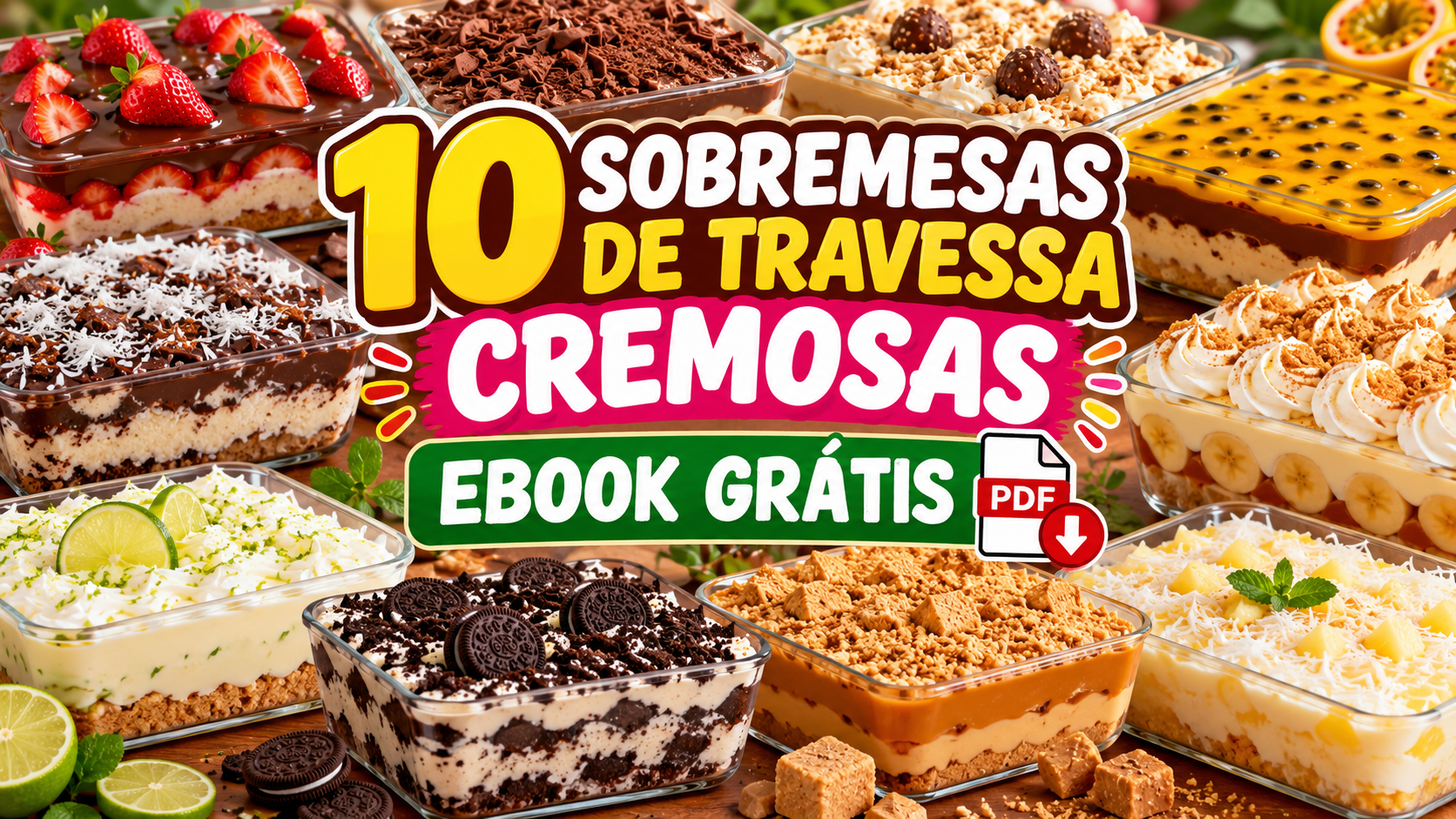 10 Sobremesas de Travessa Cremosas: Ebook Grátis de Receitas