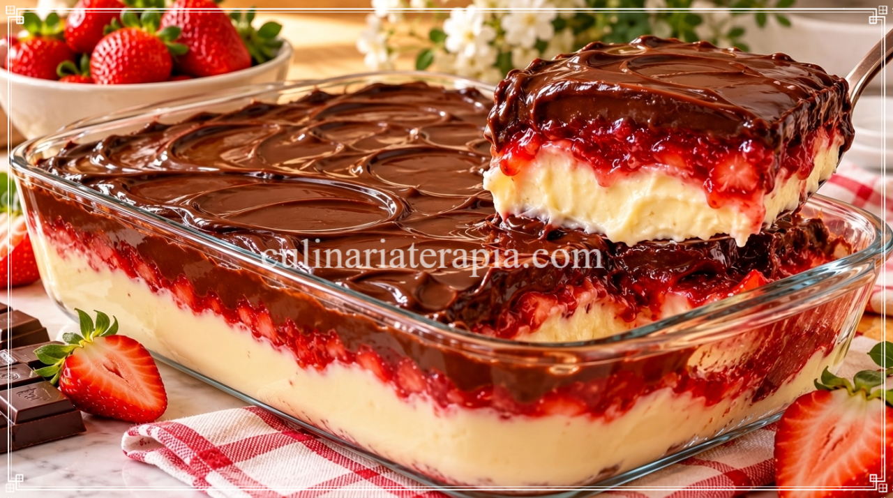 Bombom de Morango na Travessa com Leite Ninho e Ganache